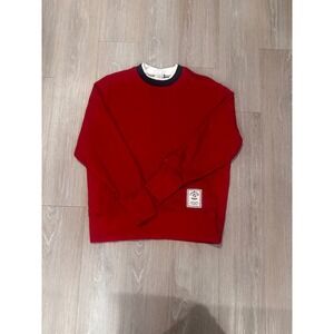 Champion Mens Red Layered Crewneck Sweatshirt Jock Tag Logo Size M